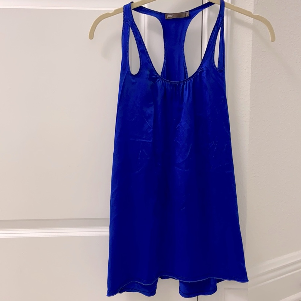 100% silk royal blue tunic tank
